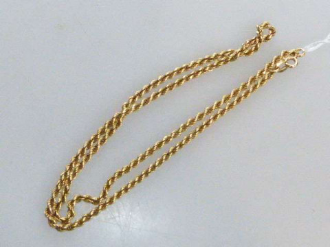 Ropework chain, stamped 18k, approximately 19 grams