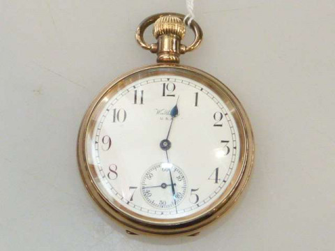 Waltham gold plated pocket watch, presentation inscription dated 1927