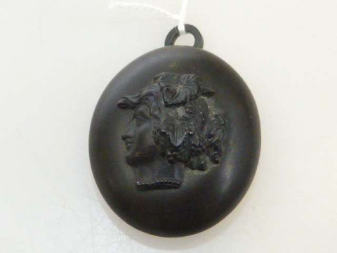 Pendant locket, possibly jet