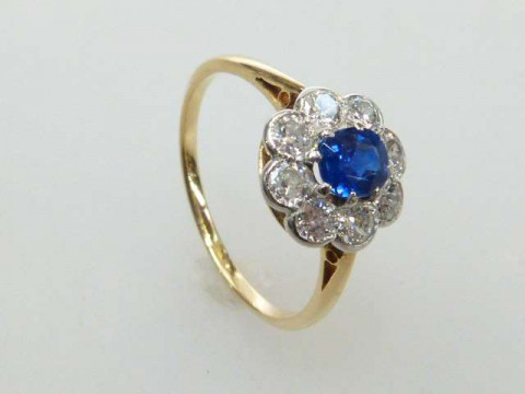 Pretty sapphire and diamond ring, size O