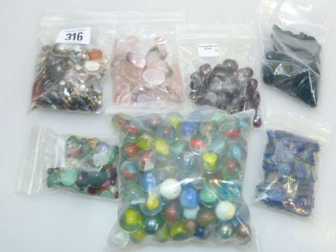 Collection of loose stones and marbles