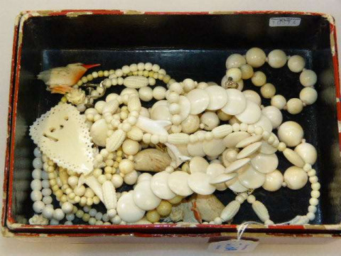 Collection of ivory and other beads