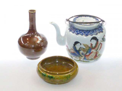 Chinese teapot, Chinese bowl and Chinese vase (3)