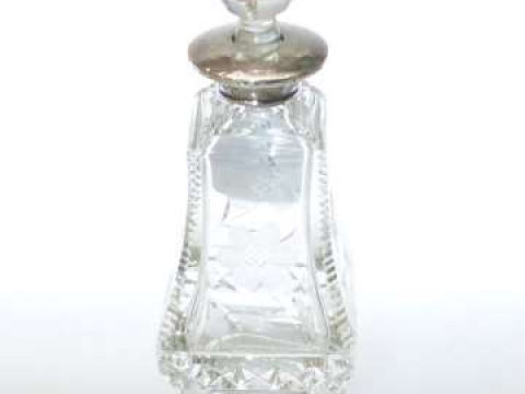 Tall silver mounted boudoir scent bottle
