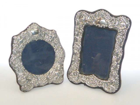 Two silver mounted easel photograph frames