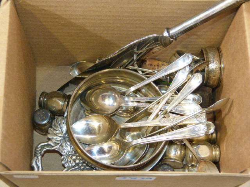 Collection of pewter and silver and plated tableware