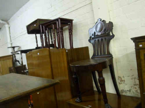 Victorian Mahogany Hall Chair, Nest of Three Tables, Drop Leaf Side Table,...