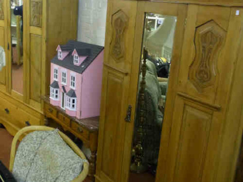 Two Victorian Walnut Mirror Door Wardrobes and Victorian Walnut Marble...