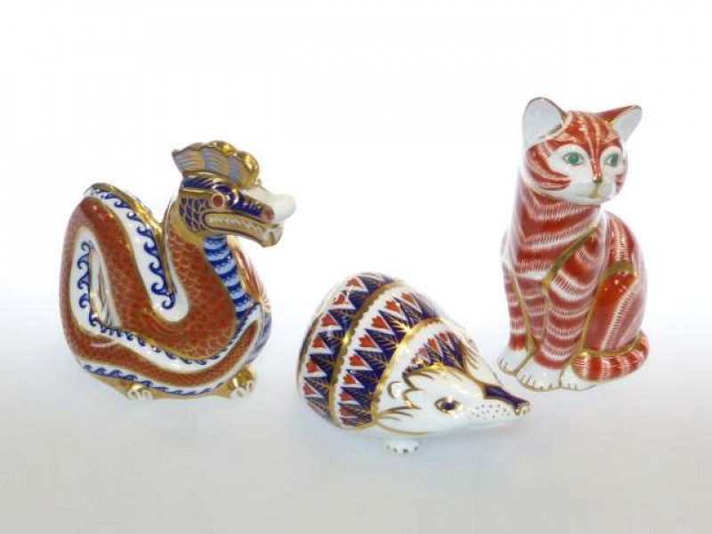 Three Royal Crown Derby paperweights (each with gold stopper)