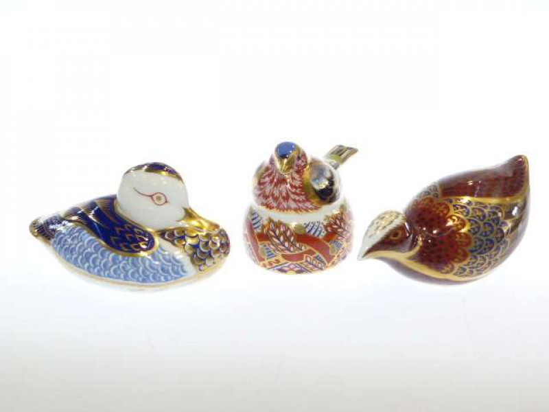 Three Royal Crown Derby paperweights (each with gold stopper)