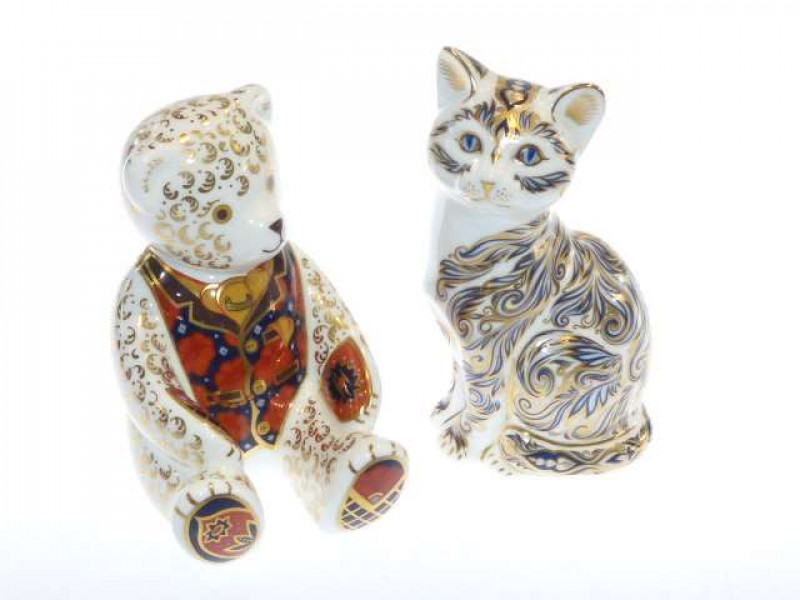 Two Royal Crown Derby paperweights (each with gold stopper)