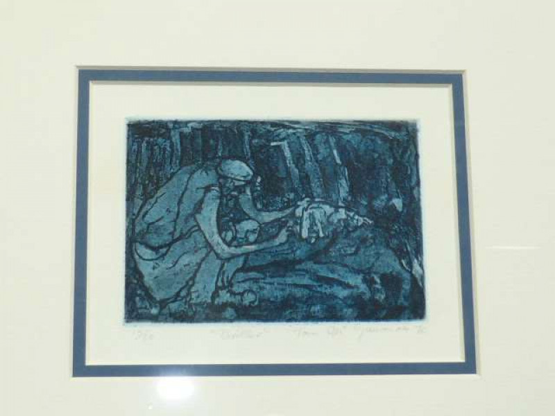 Tom McGuinness (1926-2006), Driller, limited edition print, no. 10/50, signed, titled and dated (19)76 in pencil, framed, 8.5cm by 12cm