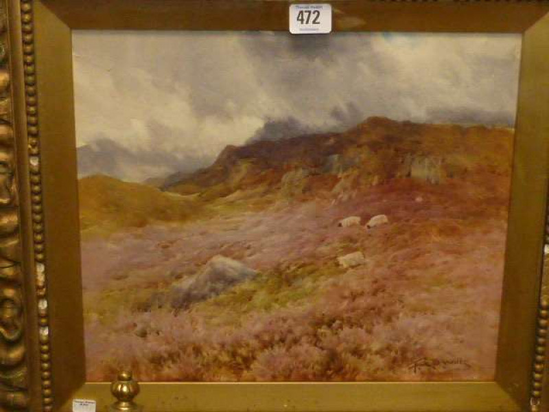 Thomas Alexander Dodd Wills, Sheep on a Welsh hillside, signed lower right, watercolour, framed. 29.5cm by 34.5cm
