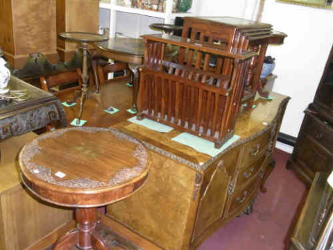 Four Pieces of Oriental Rosewood and Brass Inlaid Occasional Furniture