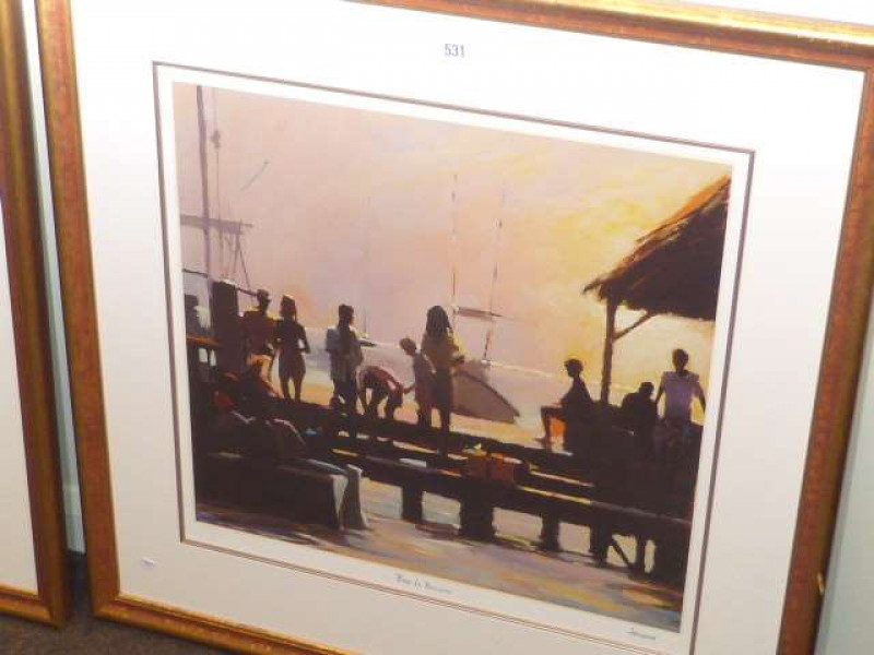 David Farrant (b.1938), Boat to Buccaroo, limited edition print, no. 98/195, signed and titled in pencil in the margin, framed. 48cm by 51cm