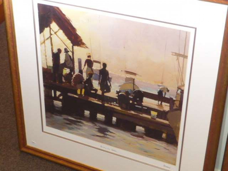 David Farrant (b.1938), Dividing the Catch, limited edition print, no. 98/195, signed and titled in pencil in the margin, framed. 48cm by 51cm