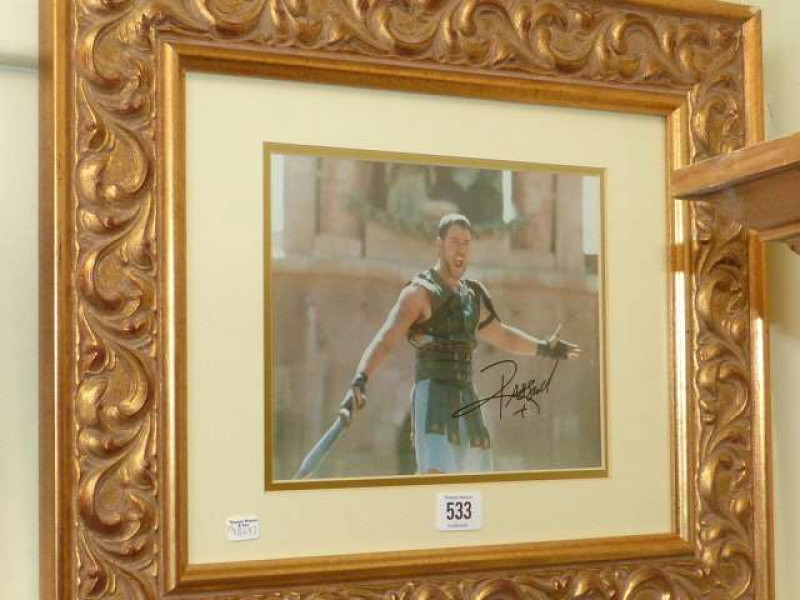 Framed Gladiator (Russell Crowe) photograph, bears signature