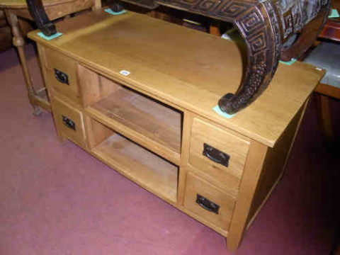 Light Oak Four Drawer Entertainment Unit