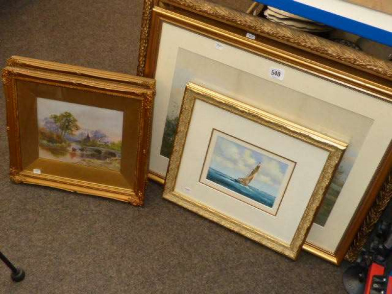 Five various watercolours and oils including Jennings