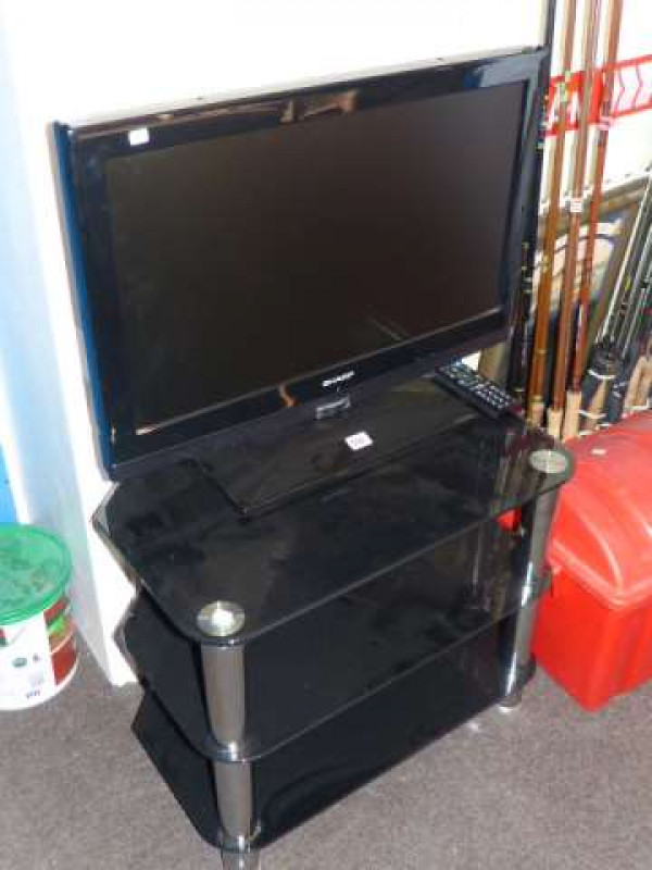 Sharp LCD colour TV and three tier stand