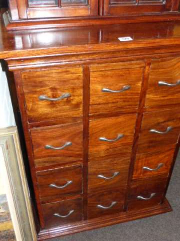 Barker & Stonehouse hardwood nest of twelve drawers