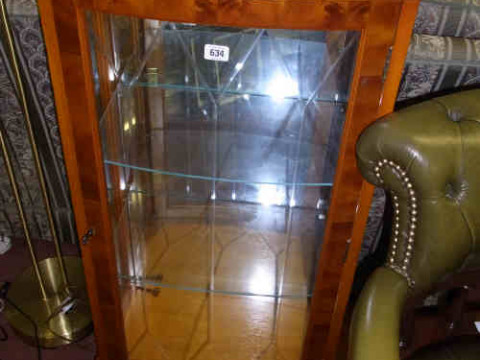 Yew Bow Front Single Door China Cabinet