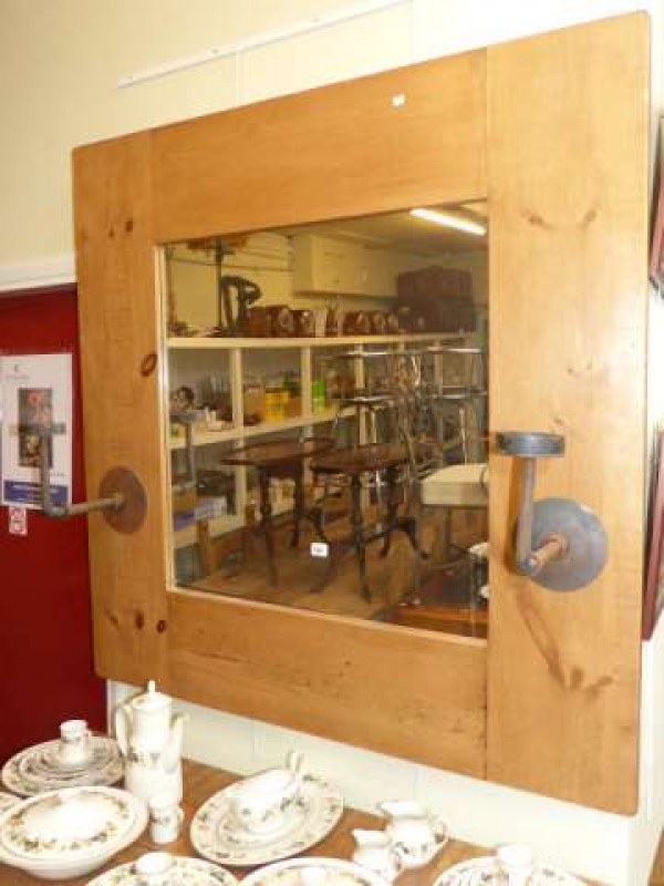 Large rustic style pine framed wall mirror