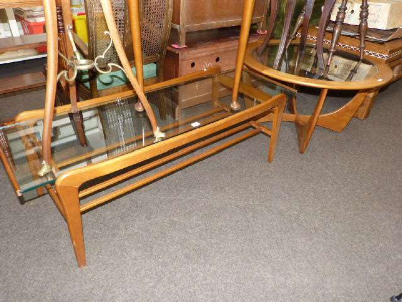 Two 1960's/70's teak glazed top coffee tables