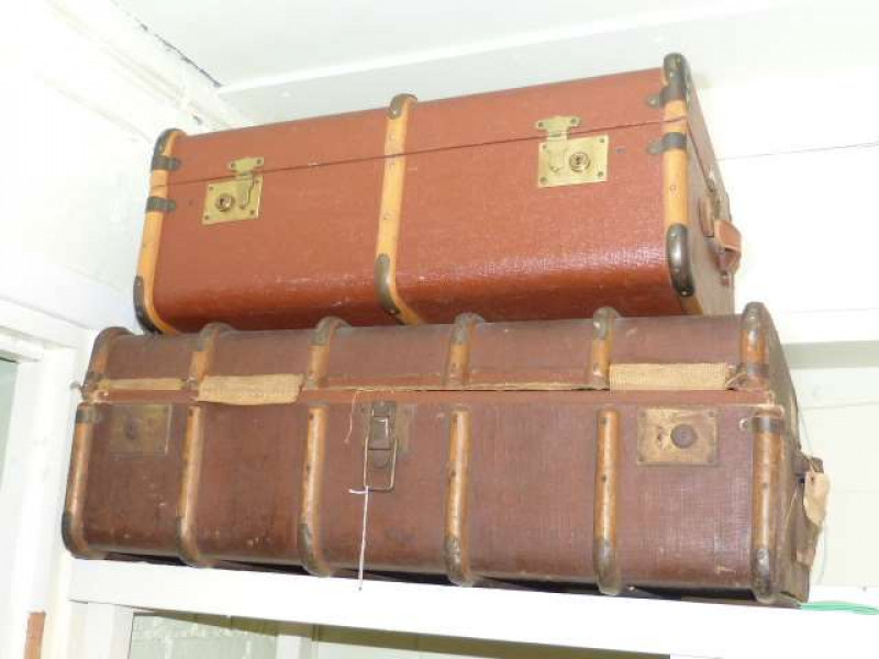 Two canvas bound trunks