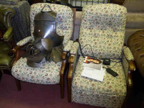 Electric Rise and Fall Reclining Chair and Matching Fireside Chair in...
