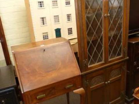 Walnut cabriole leg bureau and old charm double corner cabinet (2)