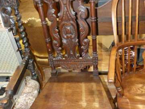 Victorian carved oak high back side chair