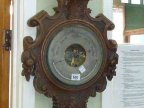 Victorian carved oak barometer