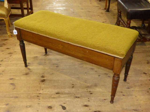 Late Victorian inlaid rosewood duet stool