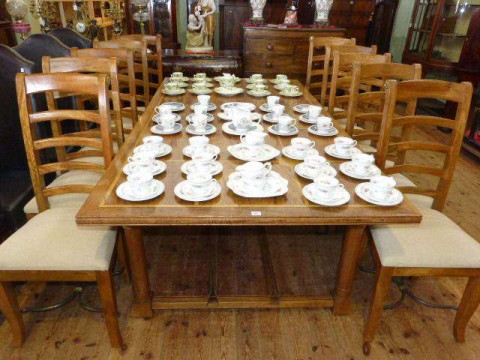 Barker & Stonehouse flagstone rectangular dining table and ten ladder...