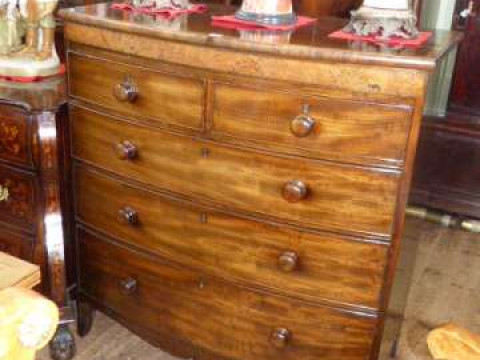 Victorian mahogany bow front chest of two short above three long drawers...