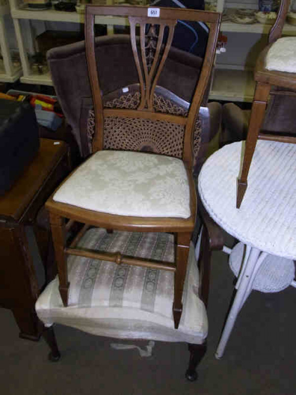 Pair Edwardian Bedroom Chairs and Bergere Panel Back Occasional Chair (3)