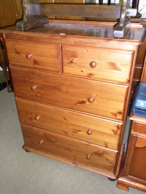 Five Drawer Pine Chest and Oak Blanket Box (2)