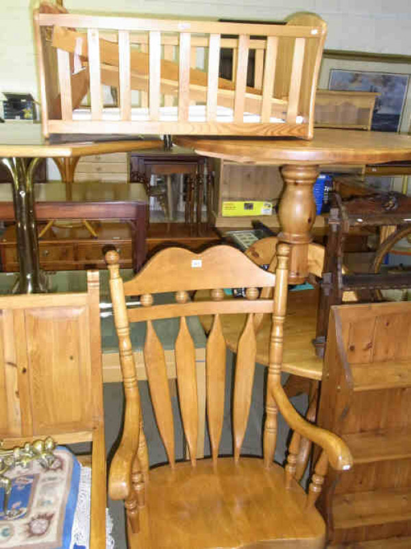 Colonial Style Rocking Chair and Pine Cradle (2)