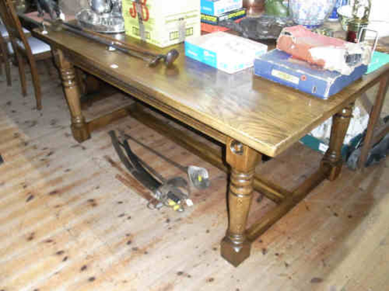 Oak Refectory Style Dining Table on turned legs