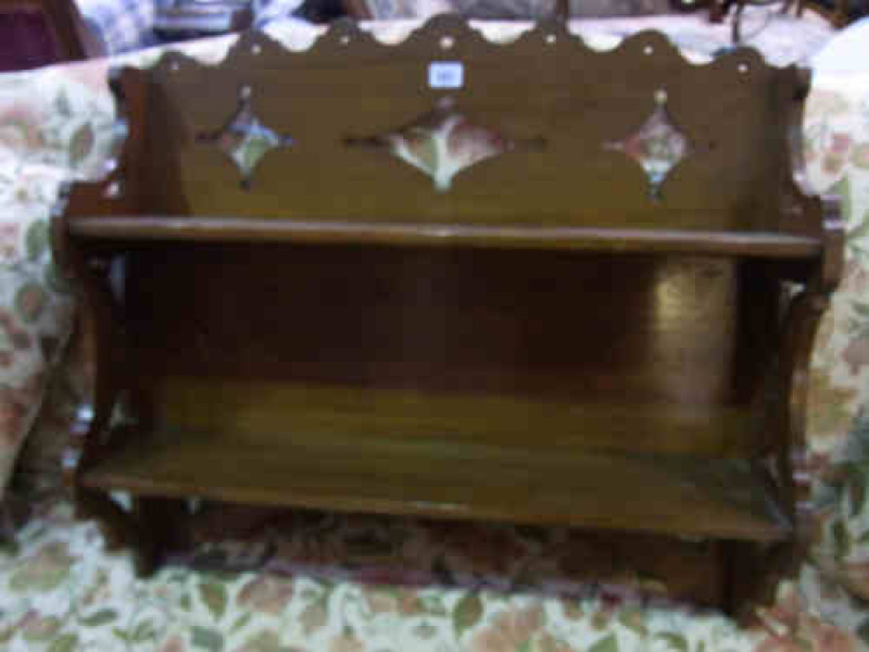 Carved Oak Two Tier Wall Rack