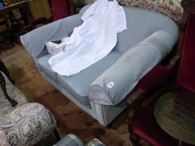 Victorian Style Sofa in duck egg blue fabric