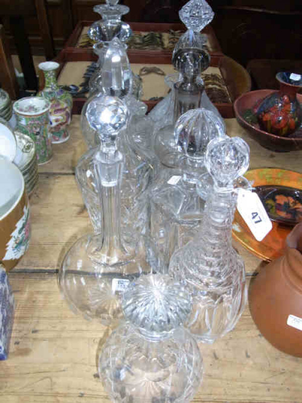 Eleven Cut Glass Decanters