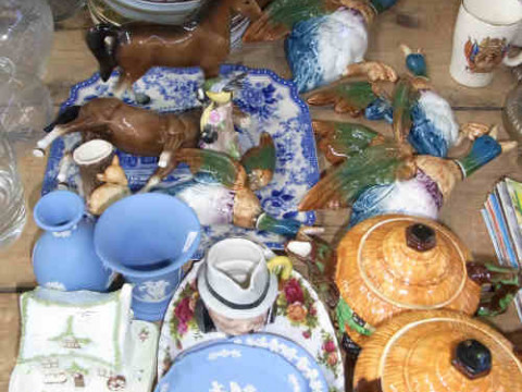 Five Beswick Flying Ducks, Two Horses, Coalport Cottage, Collectors Plates,...