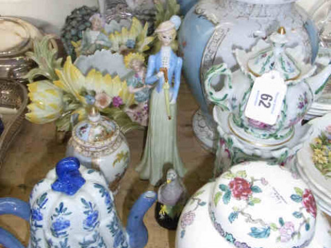 Pair of Austrian Lidded Vases, Pair of Figure and Floral Decorated Bowls,...