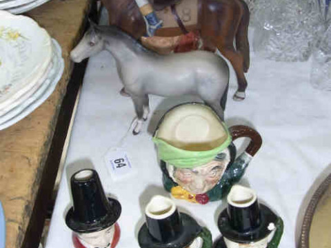 Beswick Grey Horse, Two Large Royal Doulton Character Jugs 'Sairey Gamp'...