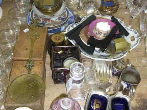 Two Wooden Cigarette Boxes, Eleven Etched Glass Tumblers, Silver Plated...