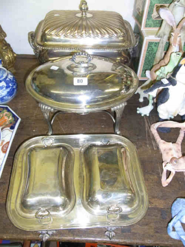 Three Silver Plated Tureens