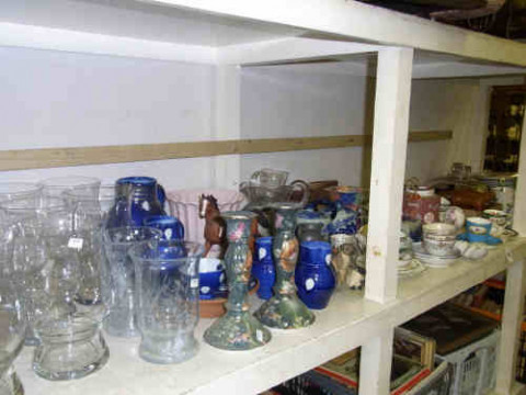 Large Glass Candle Lights, Quantity of Salt and Peppers, Plated Tureen,...