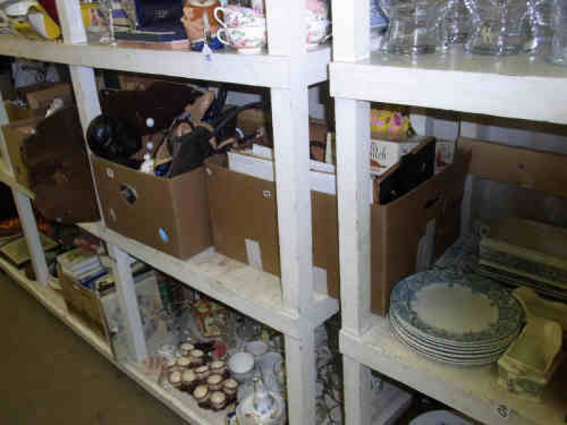 Five Boxes of Various China and Glass, Victorian 'Alexandria' Dinner Ware, Mirror etc